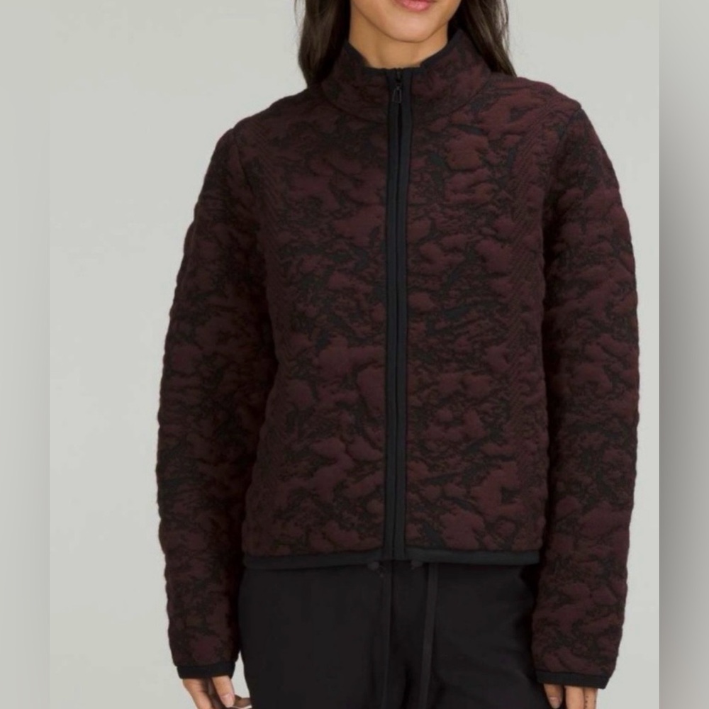 Lululemon Jacquard Multi-Texture Sweater Jacket Red
Merlot / Black Size 14